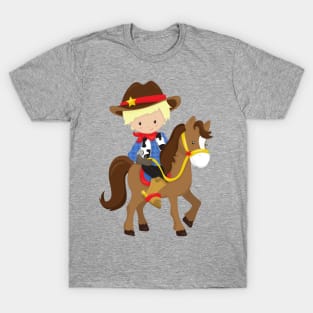 Cowboy, Sheriff, Horse, Western, Blond Hair T-Shirt